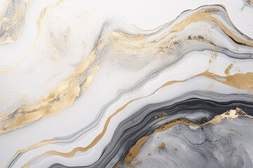  an aerial view of a marbled surface with gold, black and white swirls and a black and white marbled surface with gold and white swirls in the middle.
