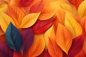  a bunch of colorful leaves that are in the shape of a wallpaper or a wallpaper with a lot of different colors and sizes of leaves in the same pattern.