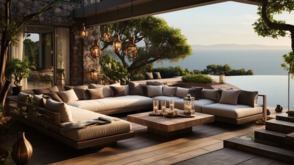 Fototapeta premium modern terrace of a luxurious mediterranean villa