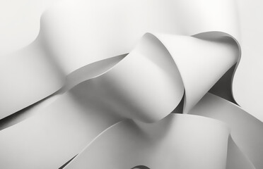 Fluid white shapes background, abstract architecture - 681592577