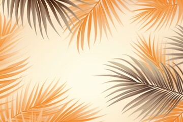  a close up of a palm tree leaves on a white and orange background with a place for a text or an image of a palm tree leaves on a white background.