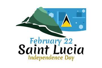 February 22, Independence Day of Saint Lucia vector illustration. Suitable for greeting card, poster and banner