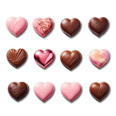 heart shaped chocolate candies, truffles , valentine pralines - obrazy, fototapety, plakaty