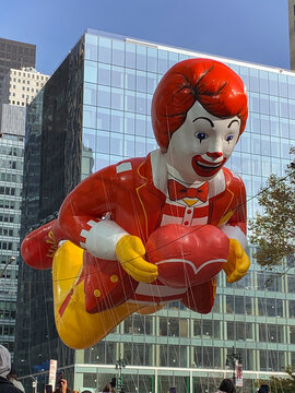 The 95th Annual Macy's Thanksgiving Day Parade Ronald McDonald balloon viewed from Bryant Park