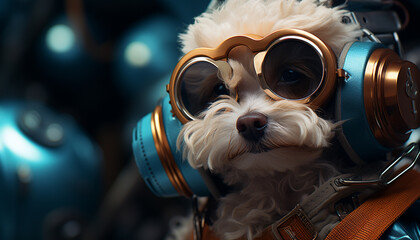 Cute puppy wearing sunglasses, looking cool and fashionable generated by AI
