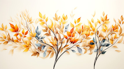 Watercolor illustration of autumn leaves