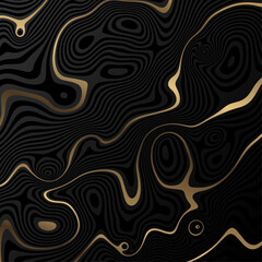 Black and gold contrast abstract poster design with detailed realistic optical interference effect. Illusion of movement for banner, flier, invitation, cover, business card.