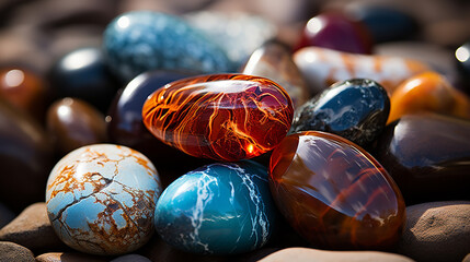 Beautiful colorful colored stones, colorful stones for decoration.	