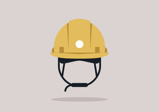 A yellow hard hat as a symbol of safety and diligence, its design suggests readiness for challenging tasks, standing as a beacon of protection in hazardous environment