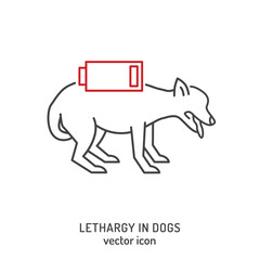 Dog fatigue and lethargy icon. Apathy in dogs