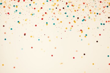  a group of multicolored confetti sprinkles on a white background with space for a text or a name on the bottom of the image.