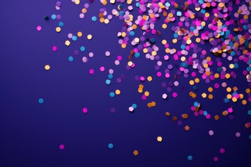  a bunch of confetti on a purple background with a purple background and a purple background with a lot of confetti on top of confetti.