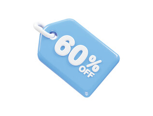 60 percent off discount sale icon 3d render illustration