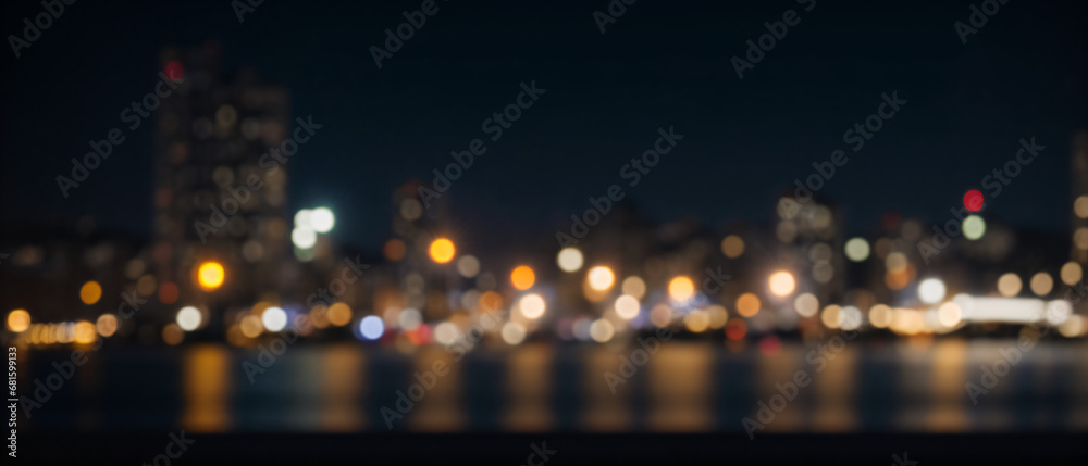 Wall mural night bokeh light in city background.