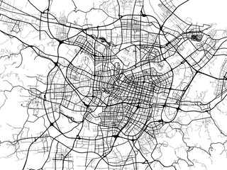 Obraz premium Vector road map of the city of Ningbo in the People's Republic of China (PRC) with black roads on a white background.