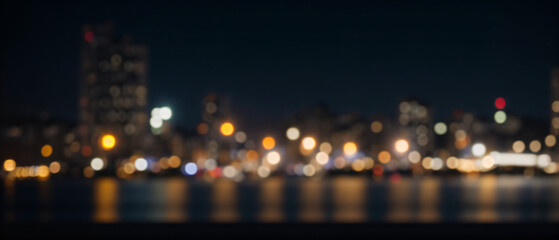 Night bokeh light in city background. - obrazy, fototapety, plakaty