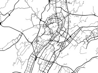 Vector road map of the city of Zunyi in the People's Republic of China (PRC) with black roads on a white background.