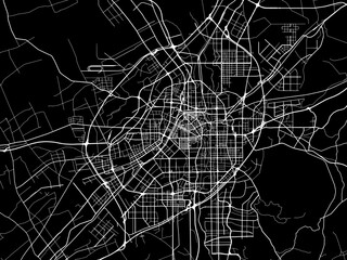 Vector road map of the city of Changchun in People's Republic of China (PRC) with white roads on a black background.