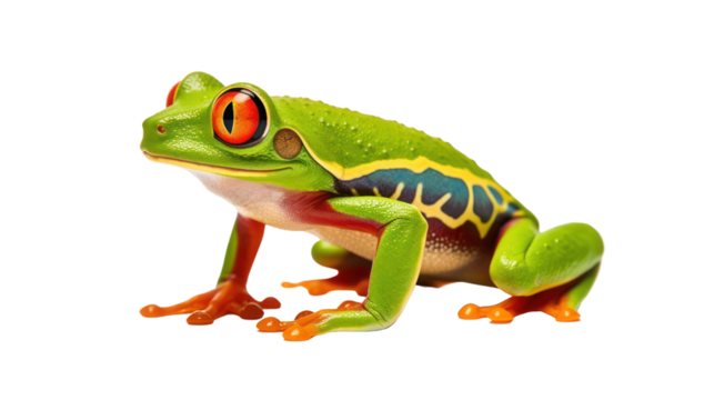 Tree frog red eyed on the transparent background