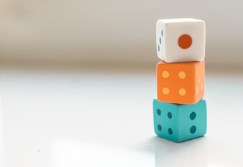 Board game with dice closeup. Play games concept. 