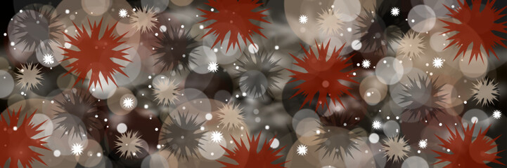 dark christmas background with snowflakes, pattern with snowflakes on magical black defocused background, with circles, abstract celebration christmas background, dark bokeh background, winter design