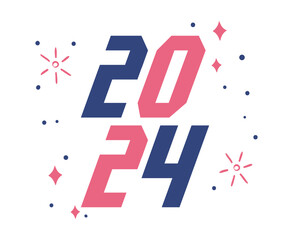 Happy New Year 2024 Holiday Abstract Blue And Pink Graphic Design Vector Logo Symbol Illustration