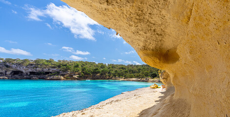 Panoramic view of mallorca coastline on a sunny summer day