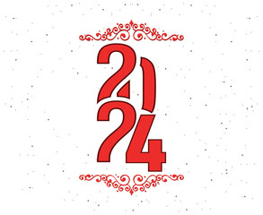 Happy New Year 2024 Holiday Abstract Red And Maroon Graphic Design Vector Logo Symbol Illustration