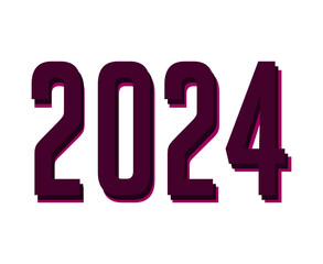 Happy New Year 2024 Holiday Abstract Purple Graphic Design Vector Logo Symbol Illustration