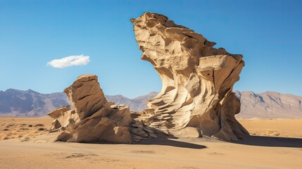 Fototapeta na wymiar In the heart of the desert a striking rock formation