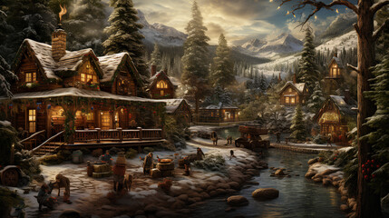 Environnement et décor hivernal de Noël, marché d'hiver en période de fête en fin d'année