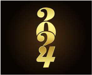 Happy New Year 2024 Holiday Abstract Gold Graphic Design Vector Logo Symbol Illustration