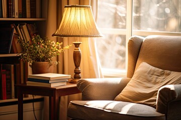 sun-drenched nook featuring a cozy reading chair, a serene escape filled with the intellectual warmth of home. 
