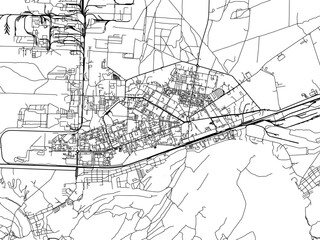 Fototapeta na wymiar Vector road map of the city of Dzerzhinsk in the Russian Federation with black roads on a white background.