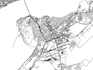 Vector road map of the city of Engels in the Russian Federation with black roads on a white background.
