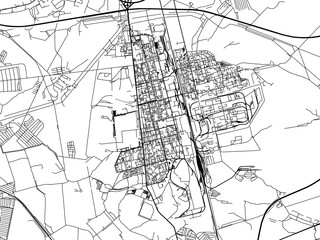 Fototapeta premium Vector road map of the city of Elektrostal in the Russian Federation with black roads on a white background.