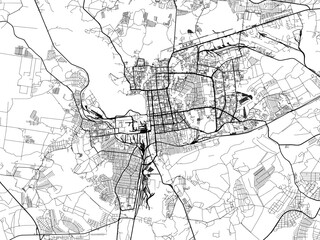 Vector road map of the city of Izhevsk in the Russian Federation with black roads on a white background.