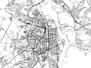 Vector road map of the city of Kirov in the Russian Federation with black roads on a white background.