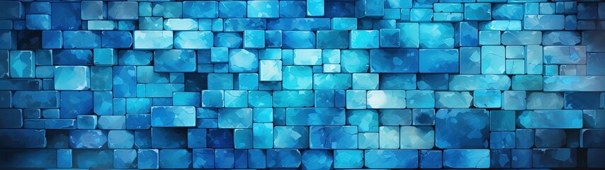 Abstract Blue Squares Wall with Depth and Motion