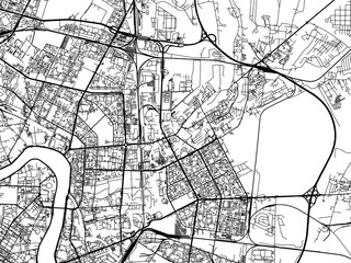 Vector road map of the city of Krasnogvargeisky in the Russian Federation with black roads on a white background.