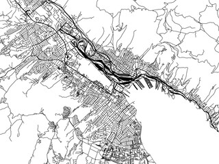 Vector road map of the city of Novorossiysk in the Russian Federation with black roads on a white background.