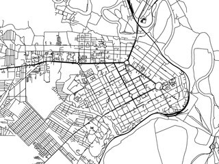 Vector road map of the city of Novocherkassk in the Russian Federation with black roads on a white background.
