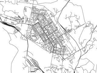 Vector road map of the city of Norilsk in the Russian Federation with black roads on a white background.