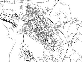 Obraz premium Vector road map of the city of Norilsk in the Russian Federation with black roads on a white background.