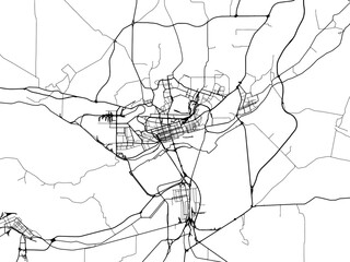 Obraz premium Vector road map of the city of Rostov-na-Donu in the Russian Federation with black roads on a white background.