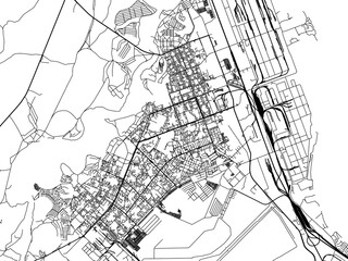 Vector road map of the city of Angarsk in the Russian Federation with black roads on a white background.