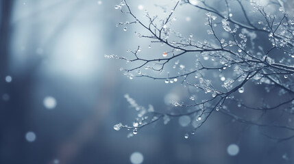 Lighting on branches with snow with copy space.