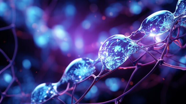DNA helix 3D illustration. Mutations under microscope. Decoding genome. Virtual modeling of chemical processes. Hi-tech in medicine