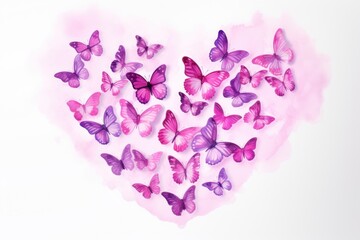  a group of pink and purple butterflies in the shape of a heart on a white background with a pink spot in the middle of the middle of the photo to the image.