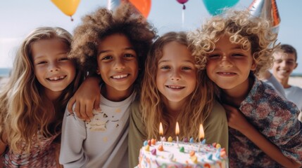 Cake, games, and laughter define the atmosphere at this children's birthday festivity.